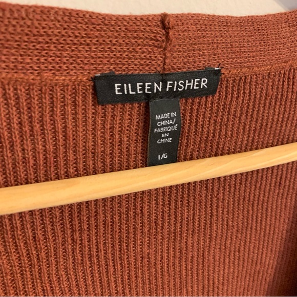 NEW Eileen Fisher Organic Cotton Linen V-Neck Cardigan in Red Plum, Size L - Picture 4 of 11